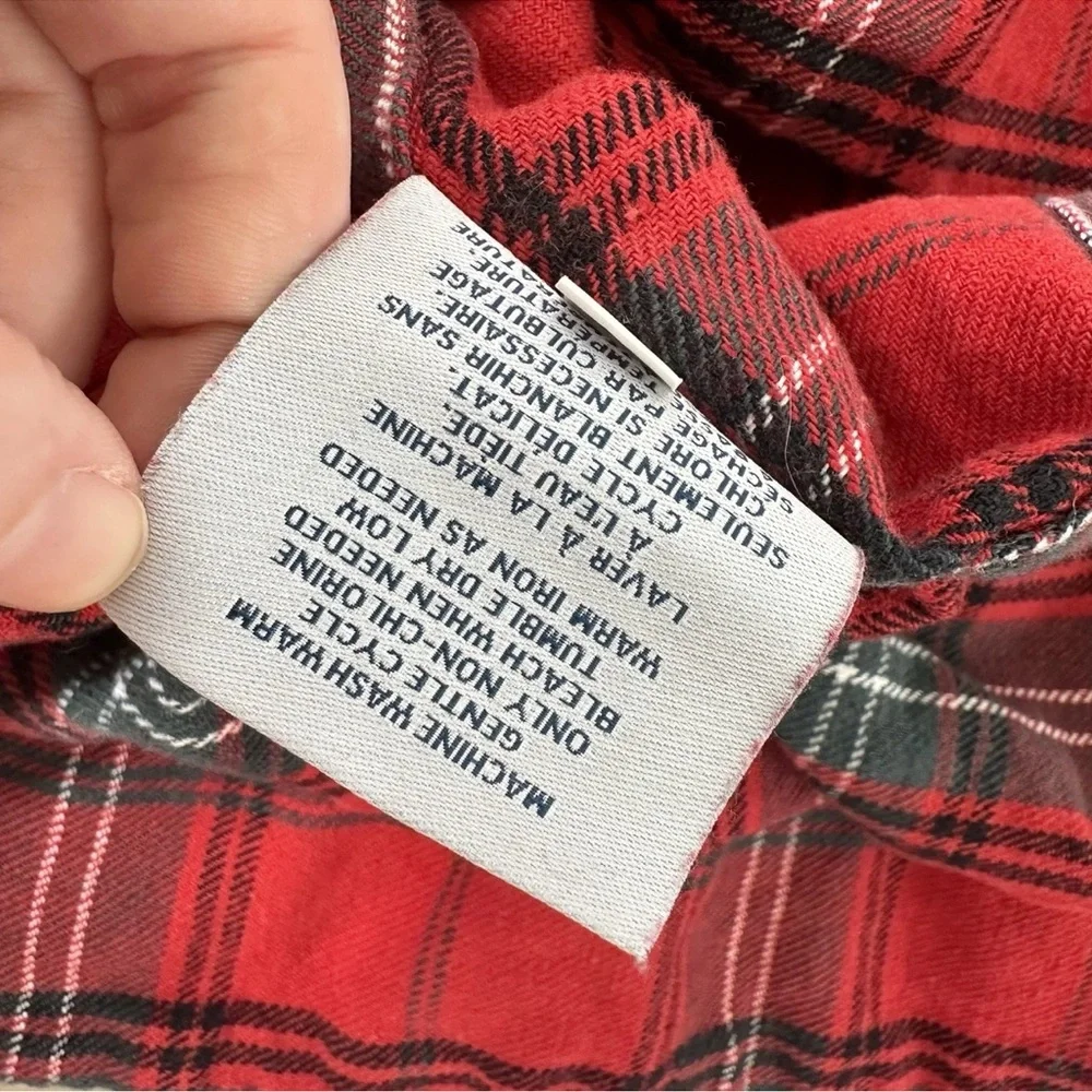 Williams Sonoma Linen Blend Duvet King Size Red Tartan Plaid NO INSERT